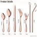 Stainless Steel Flatware Set with Reusable Metal Drinking Straws Set Eco-Friendly 7 Pieces Knife Fork Spoon Portable Travel Silverware Set Travel Camping Cutlery Set Dishwasher Safe (Rose Gold) - B07FMZ4RQL
